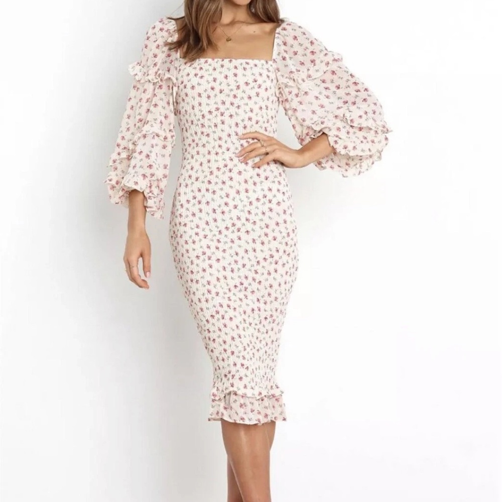 Petal & Pup Leia Midi Dress Cream Size 10
